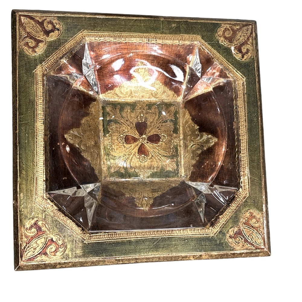 ITALIAN FLORENTINE GILT WOOD DISH TRAY ASHTRAY HOLDER HOLLYWOOD REGENCY 1960s